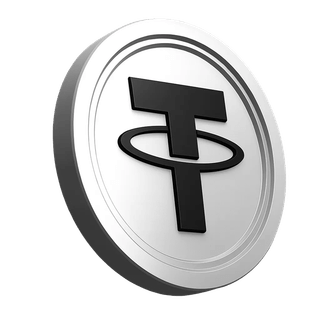 Tether USDT érmét ábrázoló grafika a platform információs szakaszában